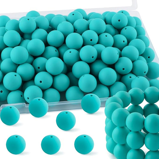 65Pcs 19mm Silicone Beads for Keychain Making Bracelet Necklace, Bulk Round Silicone Beads for Pens(Turquoise)