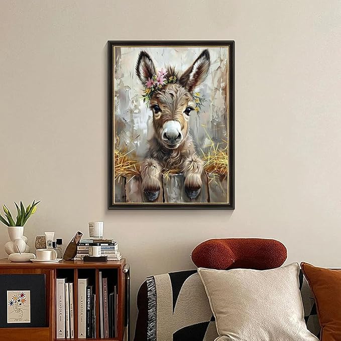 ARPADAMO Diamond Art Kits for Adults,5D Donkey Diamond Painting DIY Animal Diamond Art Diamond Painting Kits for Adult,Round Full Drill Diamonds, Diamond Art Kits for Home Decor-12x16inch