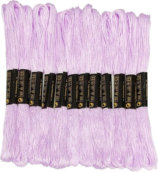 12 Skeins Embroidery Floss Purple Color, Friendship Bracelet String Cross Stitch Embroidery Thread Floss Bracelet Making Yarn, Craft Floss（Purple）