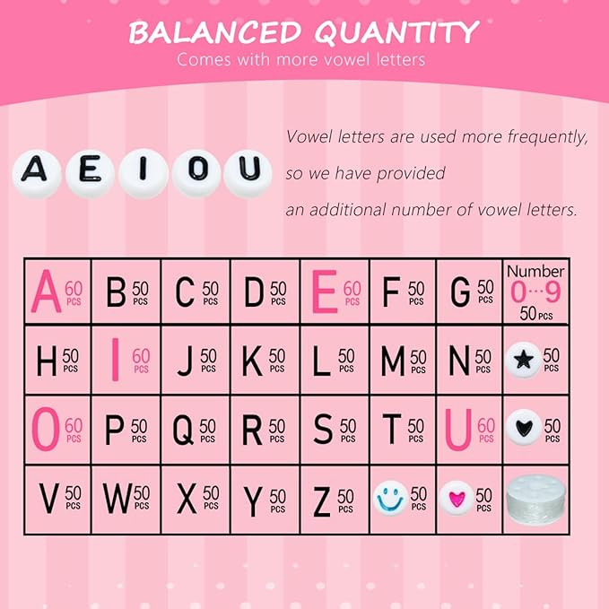 Amaney 1600pcs Acrylic Alpabet Letter Beads,31 Styles,Heart,Number,Star and Smiley Beads,4x7mm for Jewelry Making Bracelets Necklaces Key Chains