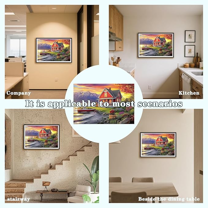 DOTZSO Landscape Diamond Painting Kits for Adults, Easy DIY 5D Round Full Drill Diamond Art kit Diamond Dot Crystal Gem Art and Craft for Beginners Home Wall Decor 12x16 Inches