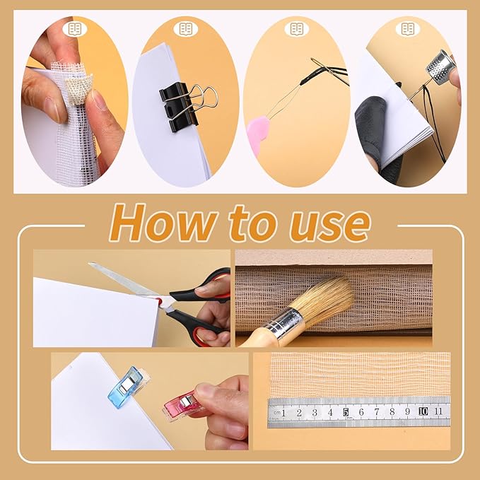 41 Pcs Book Binding Kits 3 Pcs Bone Folder Paper Creaser Paper Folding Tool Book Binding Starter Tools Kit with Binding Ribbon Brush Waxed Thread, Awl for Bookbinding