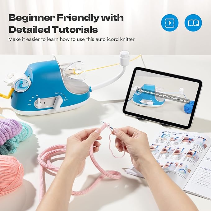 Caydo Automatic i Cord Knitting Machine Pro, Electric i-Cord Knitter with Powerful 3-Speed Adjustable, Hands-Free Highly Efficient Yarn Knit Helper, Crochet iCord Maker Tool for Fast DIY Craft Project