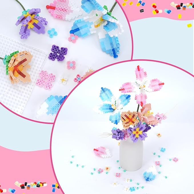meland fuse beads kit - 11,000 pcs 36 color beads for craft for girls age 5-12 year old,5mm melty beads set including 5 pegboards, ironing paper & chain accessories iron beads christmas birthday gift