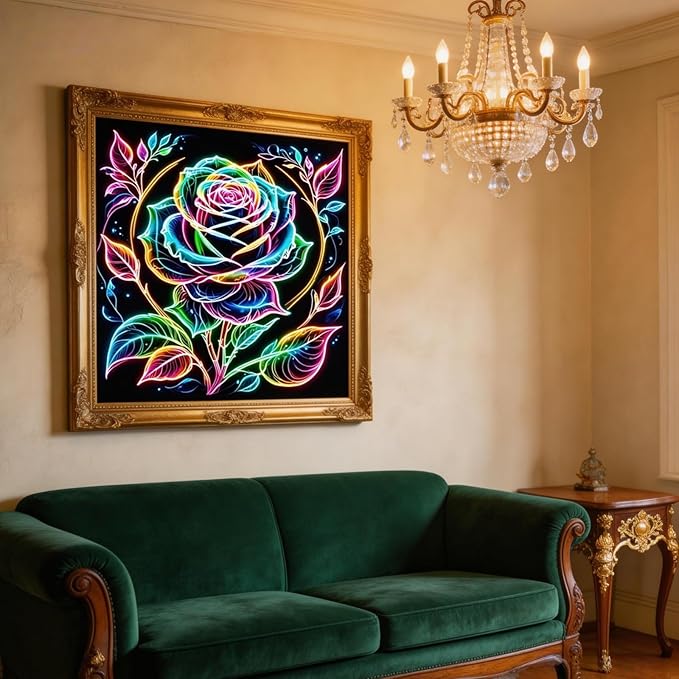 BYGFHLYW 5D Diamond Painting Kits for Adults Beginner, Rose Flower Diamond Art Kits for Adults, Full Drill Round Gem Art Paint by Diamonds Dots Crafts Kits for Home Wall Decor 13.7x13.7inch