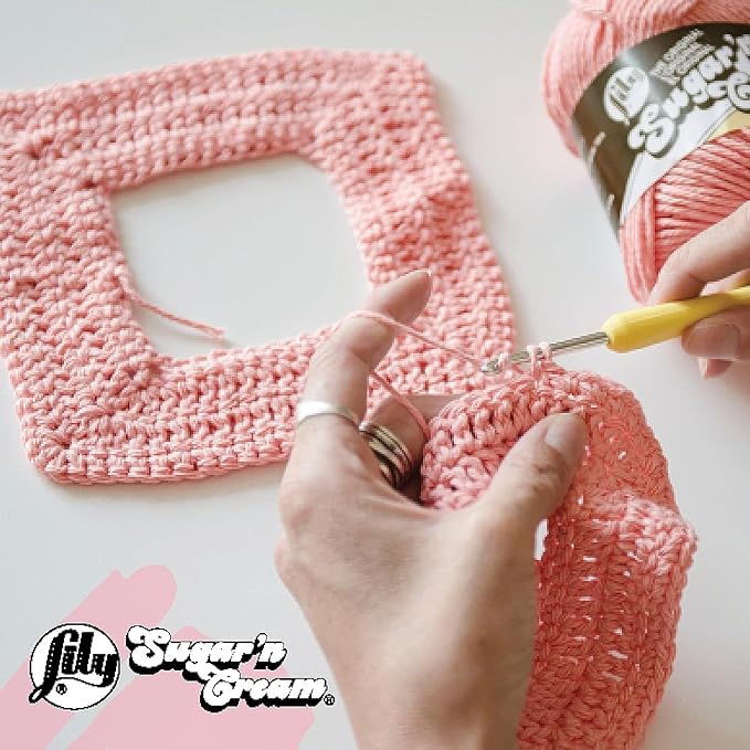 Lily Sugar 'N Cream The Original Solid Yarn, 2.5oz, Medium 4 Gauge, 100% Cotton - Tangerine - Machine Wash & Dry