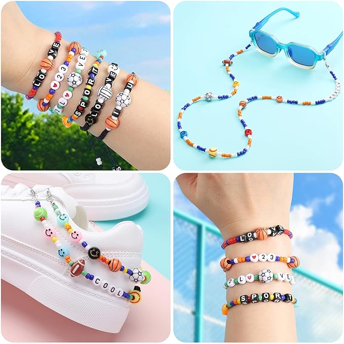 ZenQuirk Bracelet Making Kit with Pony Beads, Letter Bead, Number Beads & Sports Bead (Style A)