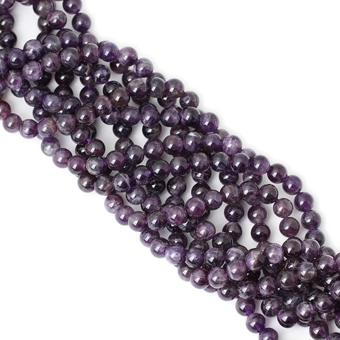 cheavian 45pcs 8mm natural amethyst gemstone round loose beads crystal energy stone healing power for jewelry making 1 strand 15"