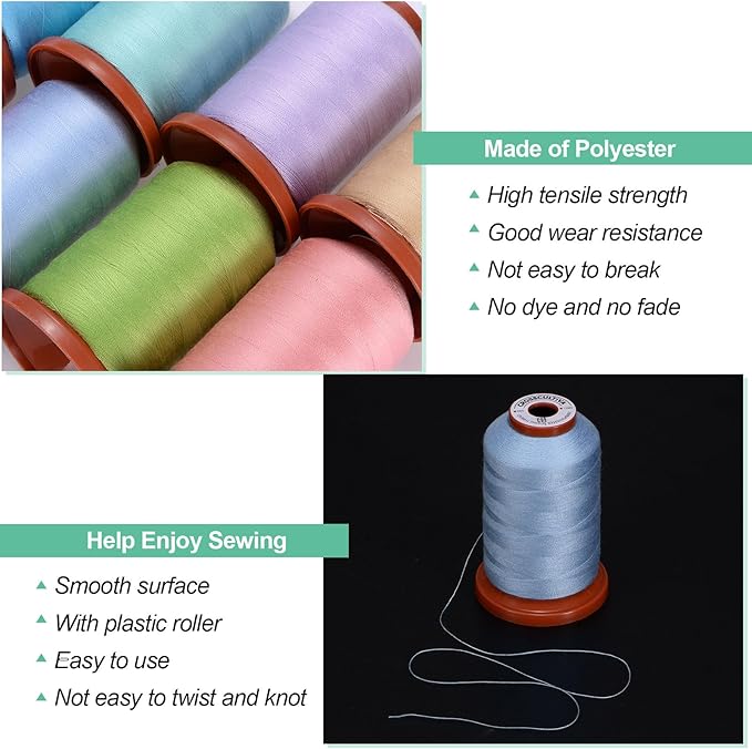uxcell 40D/2 Sewing Thread 1100 Yards Polyester Household Sewing String Hand Stitching Polyester Cord for Clothing Stitching Shoe Bag Repairing DIY Craft Blue Purple