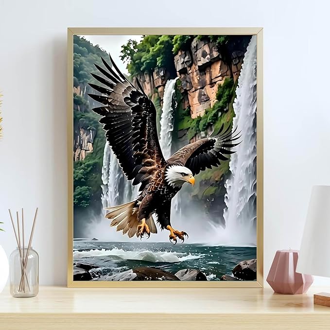 Eagle Cross Stitch Kits for Beginners Adults, Patterns Dimensions Needlepoint Art Crafts,Counted Cross Stitch Kits Embroidery Kits for Beginners Adults for Home Decor 11.8X15.7inch