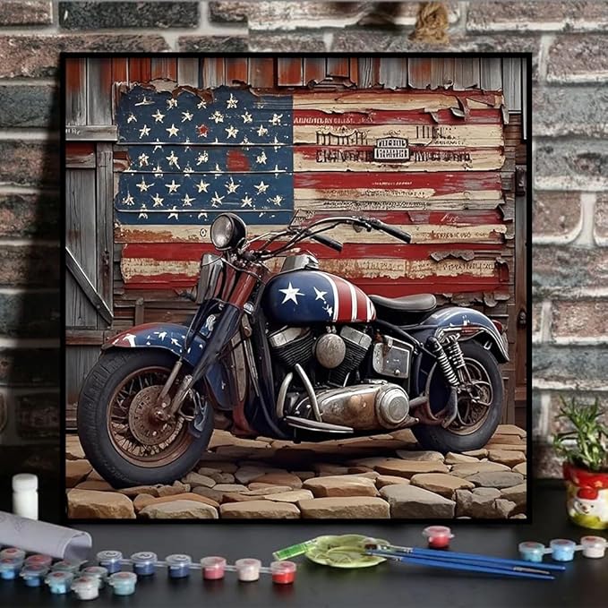 Axquilon Independence Day Paint by Numbers Kit for Adults Beginner-Patriotic Adult Paint by Number Kits on Canvas, Easy Adults' Paint-by-Number Kits for Gift Home Wall Decor 16x16in