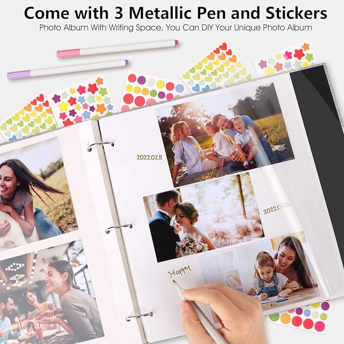 Zesthouse 18 In Photo Album Self Adhesive with Picture Display Window, 3-Ring Scrapbook Albums 60 Pages Holds 10x12 8x10 5x7 4x6 Photos, DIY Photo Book Ideal Gift for Family Wedding Baby