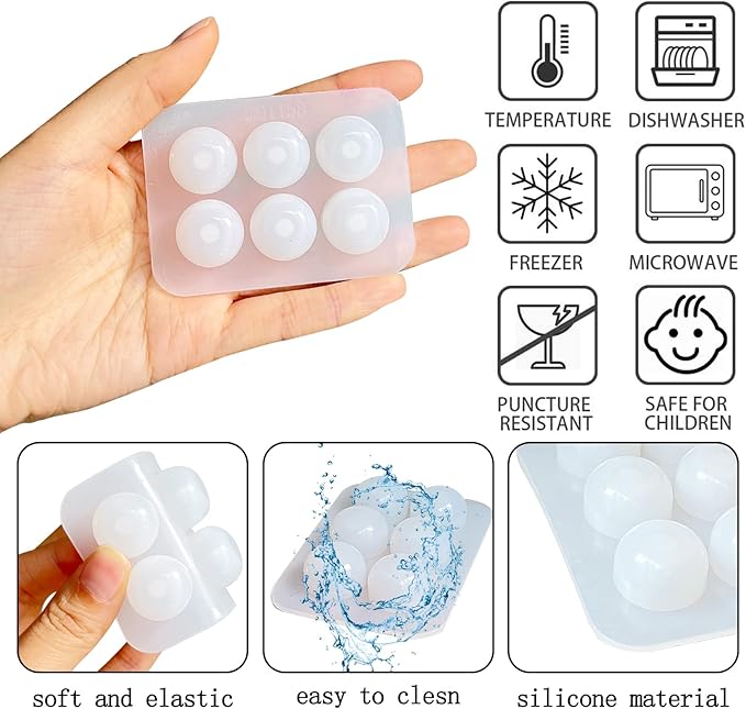 Jewelry Resin Bead Mold (2 pcs) DIY Dried Flower Epoxy AB Glue Round Bead Mold (5 mm), Used for Resin Earrings, Bracelet Jewelry Making, Epoxy Craft Decoration Supplies and 30 S925 Silver Washers