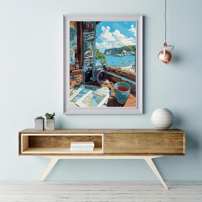 CHWGLFGG Paint by Numbers Kit for Adults Beginner, Beach Scenery Adult Paint by Number Kits on Canvas, DIY Acrylic Oil Easy Painting by Numbers for Home Wall Decor 16X20 inch (Without Frame)
