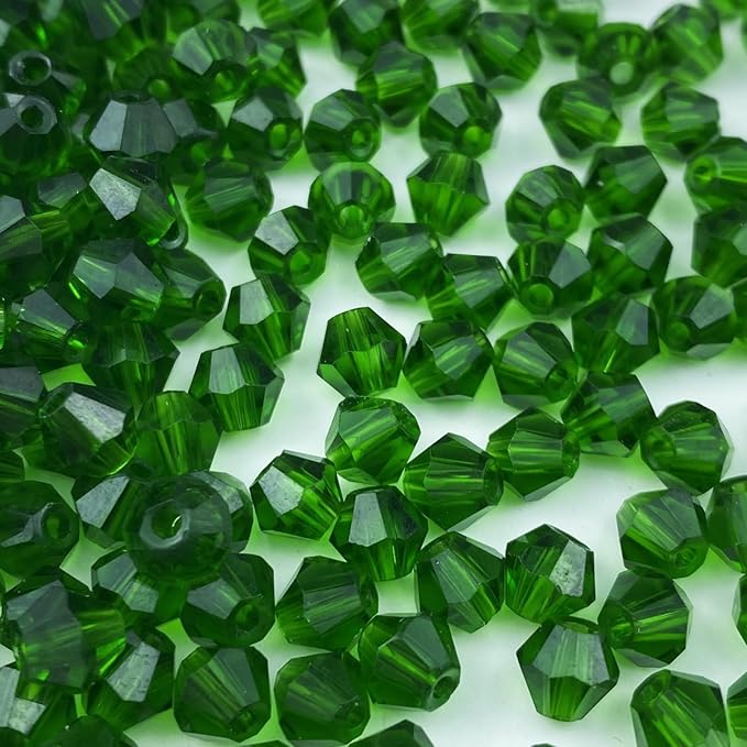 600pcs Bicone Crystal Beads 3mm Crystal Glass Faceted Beads for Necklace Bracelet Earrings DIY Jewelry Crafts Making Supplies(Deep Green)