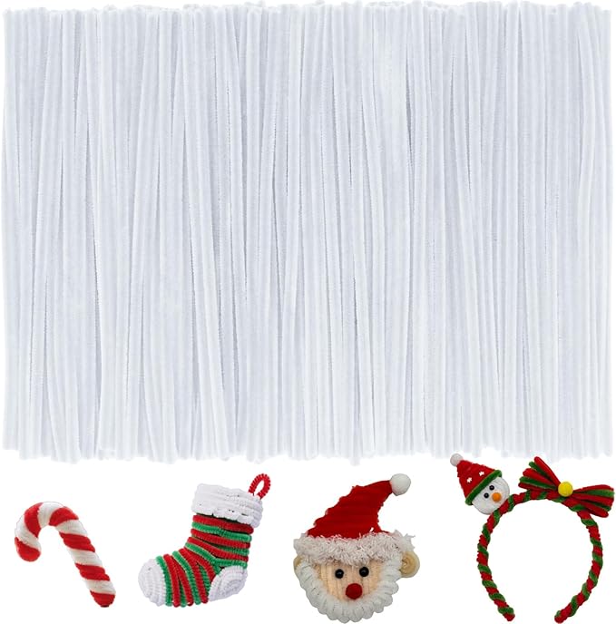 White Pipe Cleaners,200PCS Pipe Cleaners Craft,Easter Decorations Arts and Crafts,New Year’s Eve/Day Craft Supplies,Weddings Art Supplies Pipe Cleaners Bulk,Gifts for Her,Kids Toys & Games