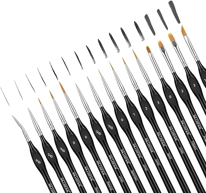 Extreme Detail Paint Brushes Set, 15pcs Miniature Paint Brushes for Fine Detailing, Art Painting, Micro Detail Paint Brush for Acrylics, Oils, Watercolors, Paint by Number,Rock Painting