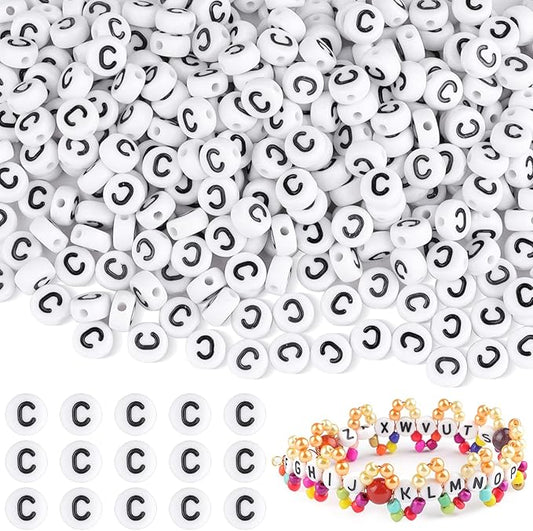 500pcs Letter C Beads Bulk, Letter Beads, Alphabet Bead for Friendship Bracelets, Jewelry Making Supplies,DIY Making Kit