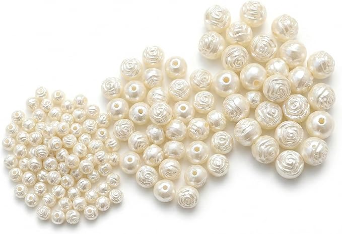 Pearlescent Rose Flower Bead for Bracelets,Cute Small Unique White Acrylic Aesthetic Beads for Jewelry Making with Holes,Bulk DIY Bracelet Phone Charms Strap Decoration Accessories 6-10mm