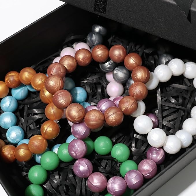 120pcs Richbunnys 15mm Bulk Silicone Beads for Pens and Keychain Making,Large Bead for Necklace and Bracelets Making,Assorted Rubber Beads Set（Pearlescent Copper）