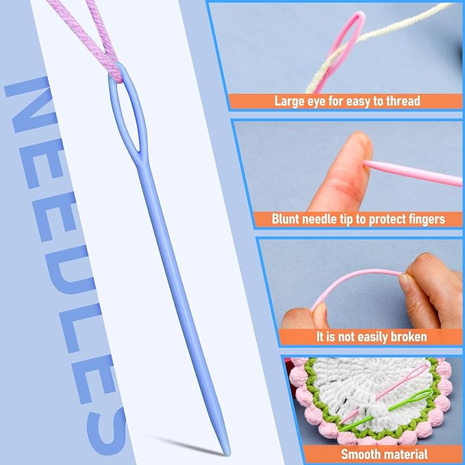 Bupete 25 Pcs Yarn Needles Set, Tapestry Needle, Crochet Needle for Yarn, Darning Needle Plastic Needles for Yarn, Weaving Needles, Large Eye Blunt Knitting Needles for Sewing, Knitting, Crochet