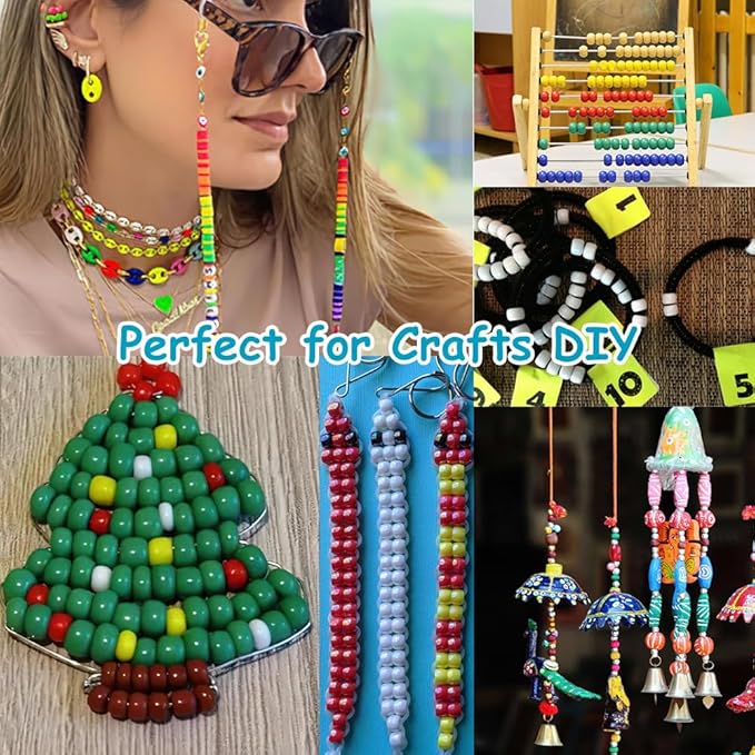 anpiwshjo pony beads 1100 pcs, beads for jewelry making, beads for bracelets making, hair beads, bracelet beads, plastic beads for crafts, hair beads for braids for girls (yellow color scheme)