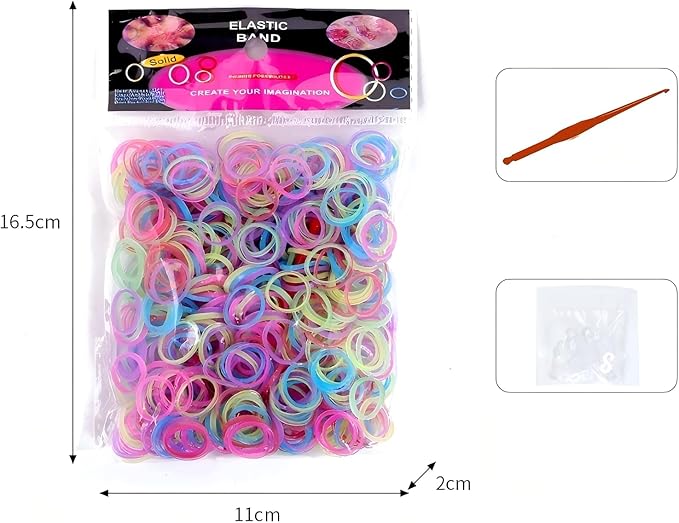 LORJE 600Pcs Loom Bands Kit,Rubber Bands for Bracelet Making Kit,Glow in The Dark Latex-Free Rubber Band Bracelet Loom Refill Pack