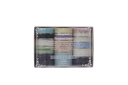 15 Rolls Lace Patterns PET Tapes Floral Arts Decorative Tape Set Adhesive Transparent Masking Tapes for DIY Craft, Kids, Scrapbook, DIY, Gift Wrapping, Journal (4-Dreamlight Glimmer)