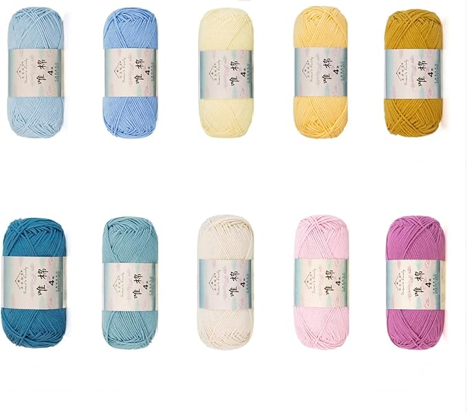 Susan’s Family 4‑Ply Yarn Combo 10 Packs – 60% Cotton 40% Acrylic Yarn for Knitting & Crochet, DIY Scarf & Blanket Pattern & Video Tutorials, Handmade Gift - Color Master (20#Lotus Zen)