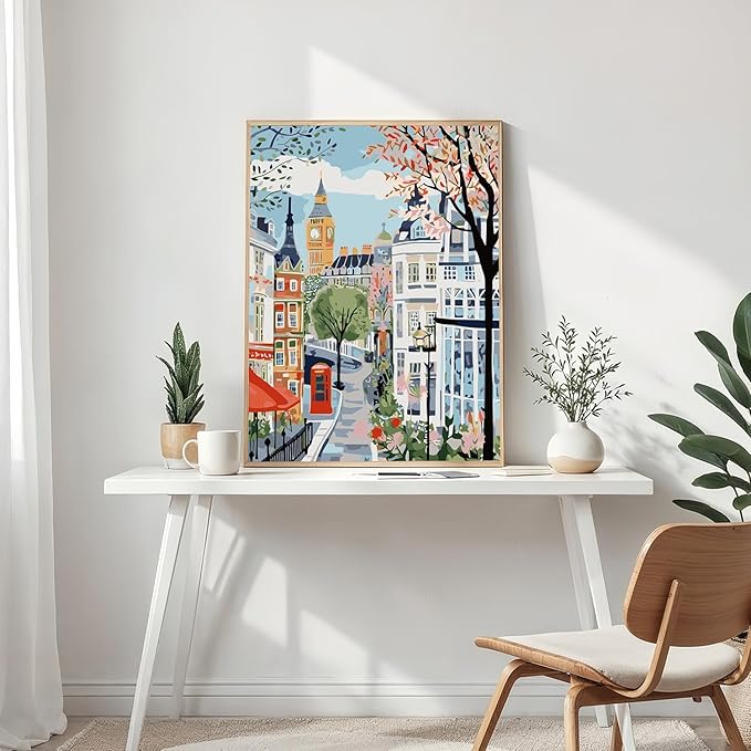 Mosaflare Paint by Numbers for Adults Beginner, London Adult Paint by Number Kits on Canvas, DIY Travel Scenery Acrylic Oil Easy Painting by Numbers for Home Wall Decor 12X16 inch (Without Frame)
