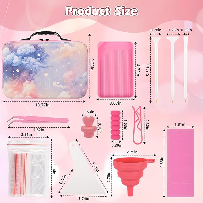60 Slots Diamond Painting Storage Container, Diamond Art Kits for Adults Stackable Bead Organizer with Carrying Handle, Craft Storage Box with Accessories (Starlit Mist-60 Slots)