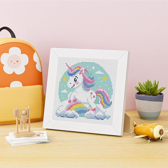 Cross Stitch Kits for Beginners,Colorful Animals Stamped Cross Stitch for Adults with Framed,Crafts for Girls 8-12 Embroidery Kit Partial 11CT Cross-Stitch Arts and Crafts for Adults 6.7x6.7inch