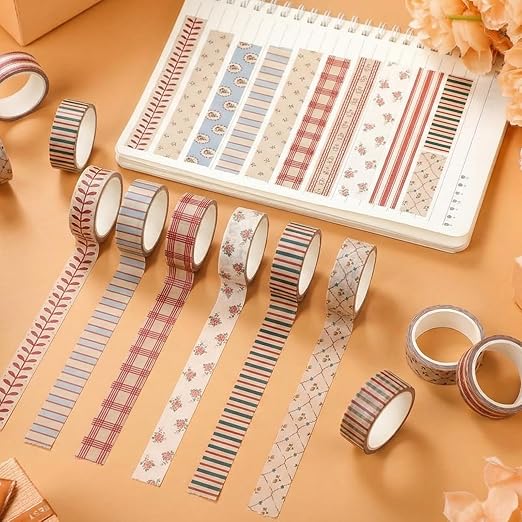 12 Rolls Watercolor Floral Washi Tape Set 15 mm Vintage Flower Decorative Masking Tape for Spring Arts DIY Craft Scrapbook Journal Supplies Gift Wrapping(Retro,Mixed Pattern)