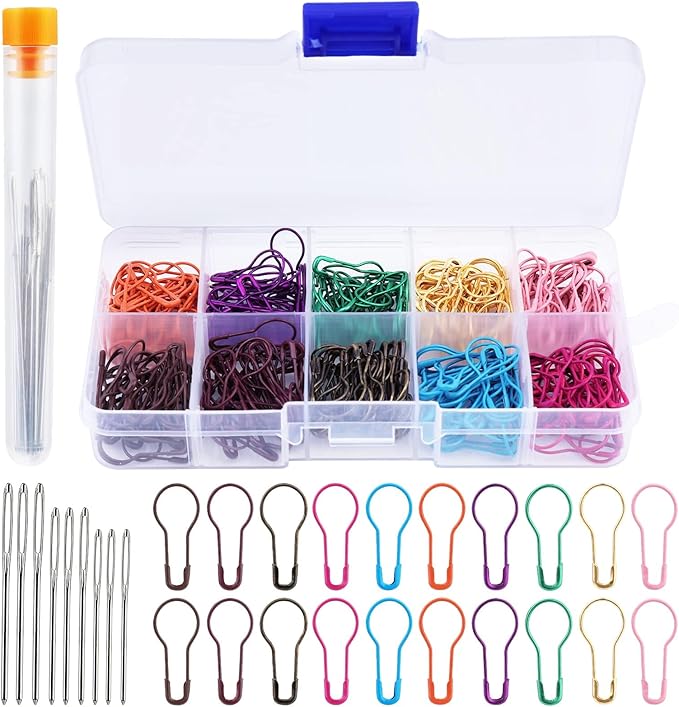 Stitch Markers, 300 pcs Crochet Markers, Metal Stitch Markers for Crocheting, Crochet Accessories and Supplies, Stitch Markers for Knitting and Crocheting, Safety Pins for Fabric and Paper