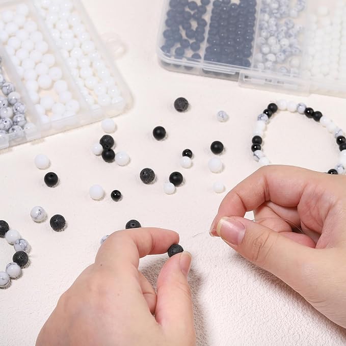 Songxi Stone Beads Bracelet Making Kit 240PCS, 8mm Loose Crystal Gemstone Beads for Bracelet Necklace Earring, DIY Crafts for Jewelry Making for Couples Lovers Adults