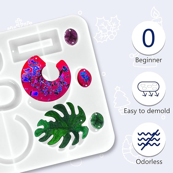 IGaiety Resin Kits for Jewelry Making Silicone Molds Starter Kit 278 Pcs Bundle with Epoxy Resin Silicone Mold Art for DIY Jewelry Earring Keychain Necklace Rings Making Adults Beginners