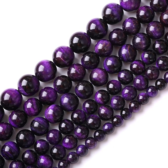 6mm 60pcs A+ Natural Purple Tiger Eye Stone Beads Round Spacer Loose Beads for Jewelry Making DIY Bracelet Necklace 15" Inch