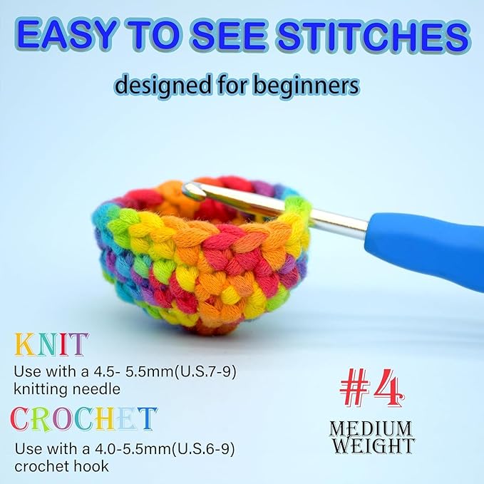 50g Rainbow Beginner Crochet Yarn for Crocheting and Knitting Multicolor Cotton Crochet Yarn for Beginners(Pink Variegated)