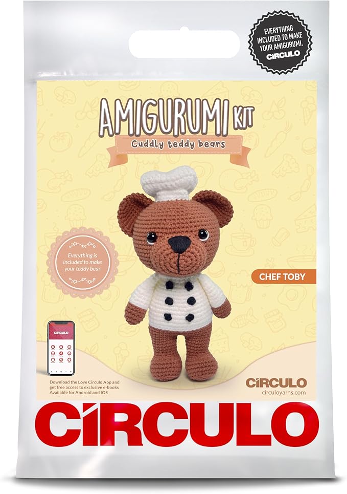 CIRCULO Amigurumi Crochet Kit - Cuddy Teddy Bears - All Included, Easy Instructions - Intermediate - Premium Amigurumi Yarn for Crocheting – Toby