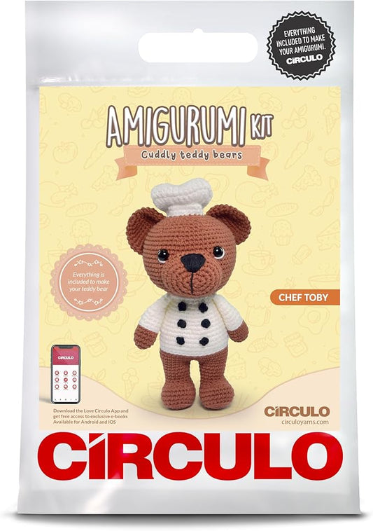 CIRCULO Amigurumi Crochet Kit - Cuddy Teddy Bears - All Included, Easy Instructions - Intermediate - Premium Amigurumi Yarn for Crocheting – Toby
