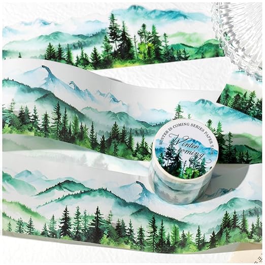 Kesari 6 Rolls of Nature Washi Tape Stickers for Journaling Supplies, Forest Themed Scrapbook Stickers for Scrapbooking, Junk Journal Supplies, Planer (Snowfall)