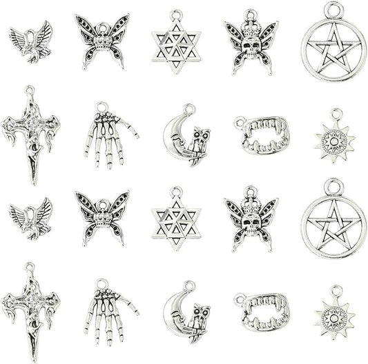 Antique Silver Cross Drink Insect Animal Theme Charms for DIY Jewelry Bracelet Necklace Earring Keychain Decor