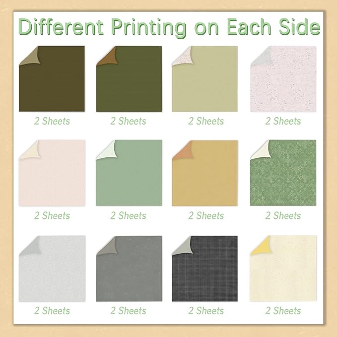24 Sheets Scrapbook Paper 12" Double-Sided Photo Backdrop Patterned Craft Paper 160gsm for Junk Journals Greeting Cards Album Decoration (Floral Design I)
