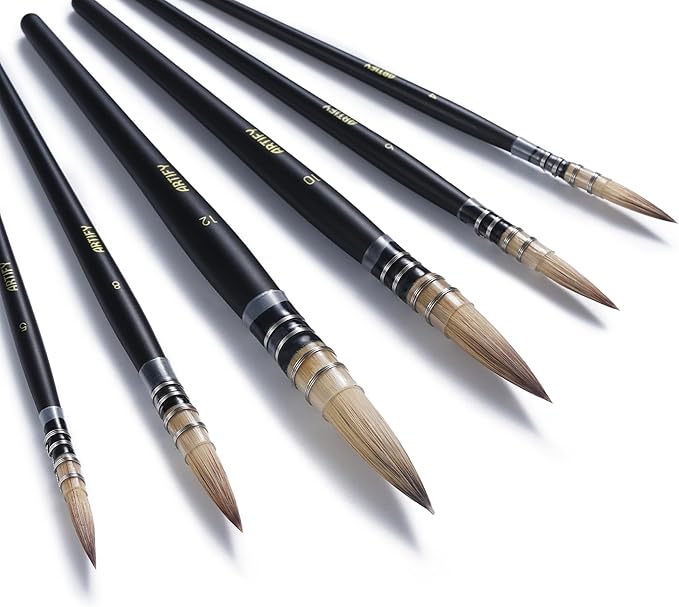Artify Watercolor Brushes Professional, Quill Watercolor Brush Set 6Pcs, Large Water Color Brushes 4-12 Sizes, Artists Brushes for Watercolor, Gouach, Fluid Acrylic, Ink
