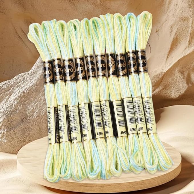 10 Skeins 87.5 Yards 6 Ply Champagne Gold Variegated Cross Stitch Floss Segment Dyed Embroidery Thread Gradient Friendship Bracelet String Bulk for Sewing Making Jewelry Needlecraft Knitting