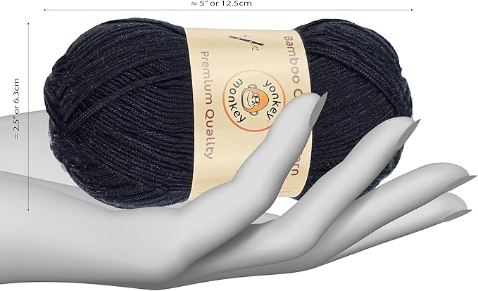 10-Pack of Yonkey Monkey 500 Grams Yarn - 70% Rayon derived from Bamboo, 30% Cotton - Imported - Black 9002