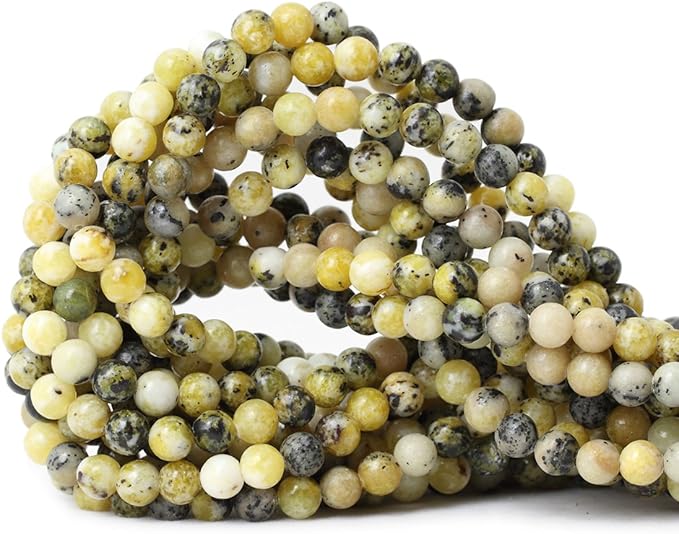 cheavian 60pcs 6mm natural yellow turquoise gemstone round loose beads stone beads for jewelry making diy materials 1 strand 15"
