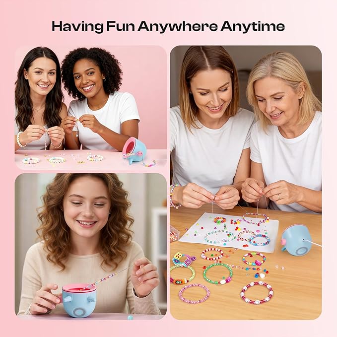 Caydo 2-in-1 Electric Bead Spinner for Jewelry Making, Clay Bead and Seed Bead Spinner, Adjust Speed & Rotation Bracelet Spinners, Necklace Maker with Bead Needles and Thread, Gift for Craft Lovers