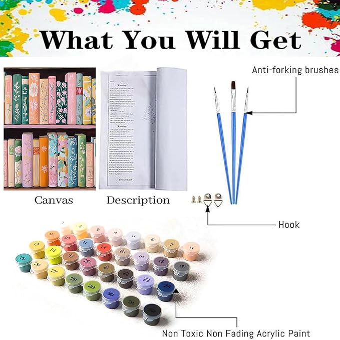 Axquilon Paint by Numbers Kit for Adults Beginner-Book Adult Paint by Number Kits on Canvas, Easy Adults' Paint-by-Number Kits Oil Painting for Gift Home Wall Decor 16x20in