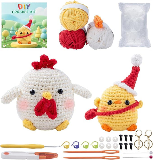 EOKPHULL Crochet Kit for Beginners, Easy DIY Crochet & Knitting Kit for Adults with Step-by-Step Video Tutorials, Yarns, Stuffing, Crochet Hook and Accessories, Crochet Craft Set